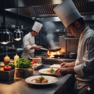 AI chefs in kitchen