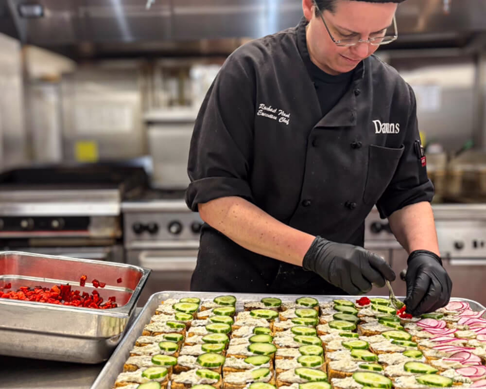 Chef working on catered food