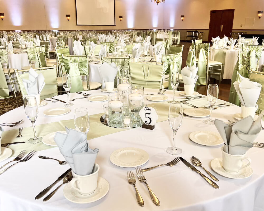 Catered tables in a large event space