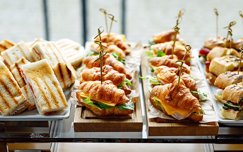 Buffet style sandwiches for a catered corporate lunch.